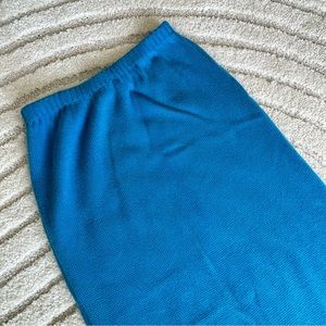 Vintage 70s The Villagers Robins Blue Knit Maxi Skirt Size S